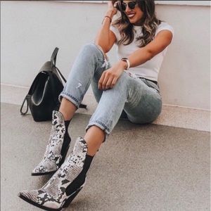 Zara Trafaluc snake skin pull on ankle boots size 37